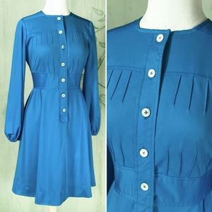 Vintage 70s Mod cornflower blue boho dress